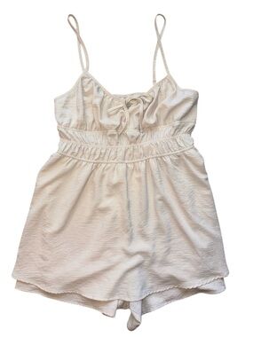 Women’s Cream Adjustable Strap Dressy Romper